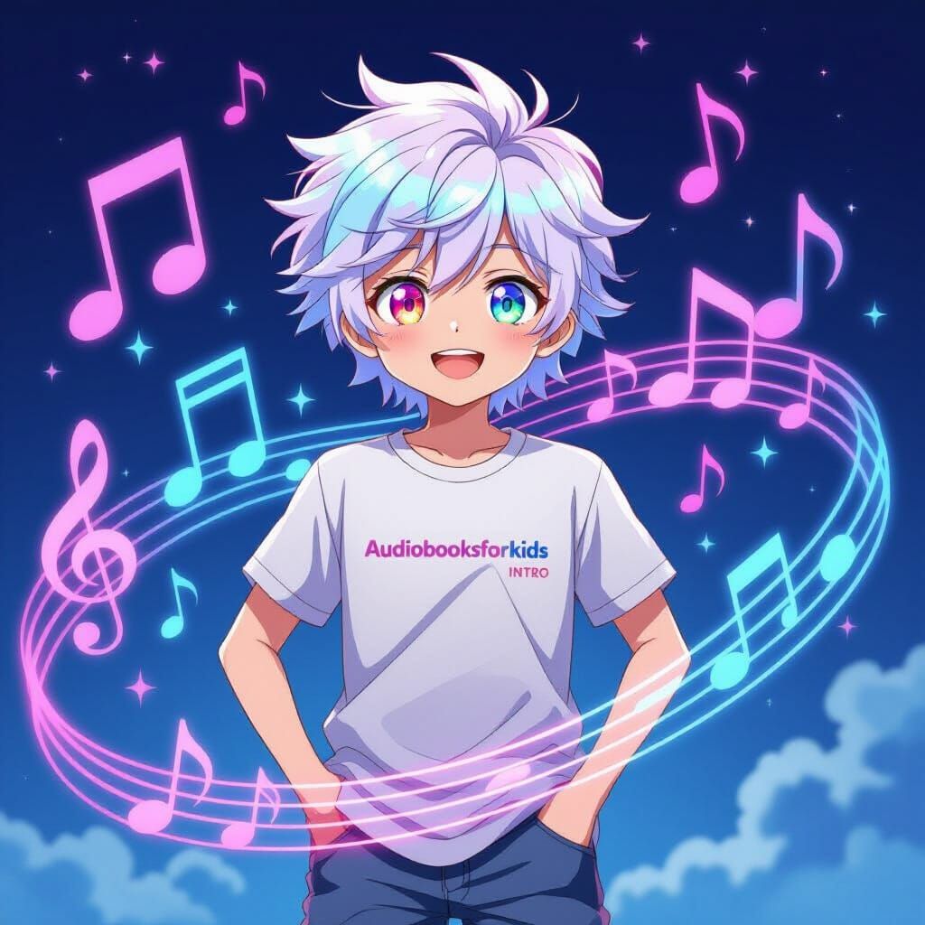 Anime Boy with Rainbow Eyes in Studio Ghibli Style