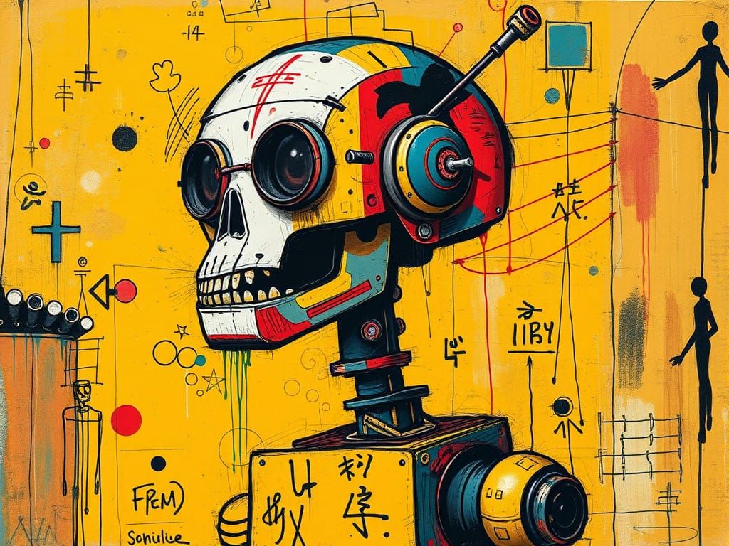 Vibrant Automaton in Neo-Expressionist Style