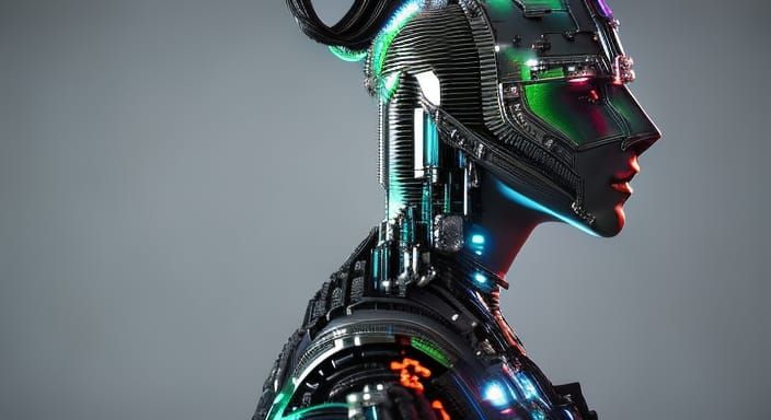 Cyberpunk Woman Constructed of Computer Parts