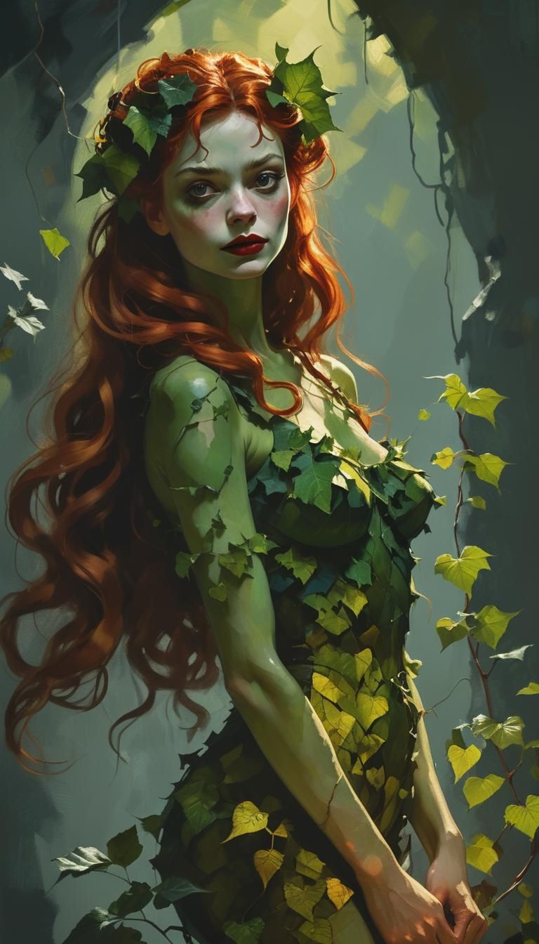 Poison Ivy in Expressionist Comic Book Style