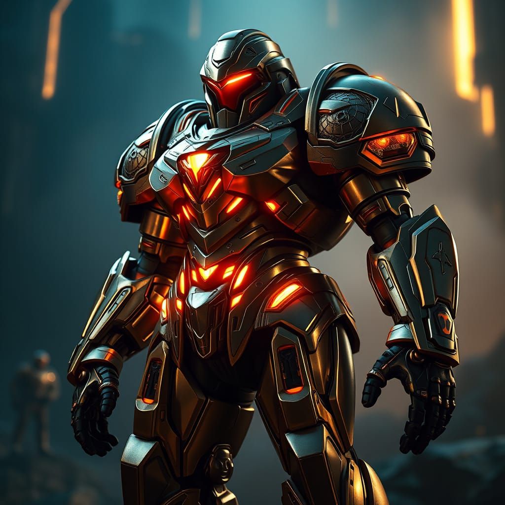 Imposing Starcraft-Inspired Power Armor in Dramatic 8K Envir...