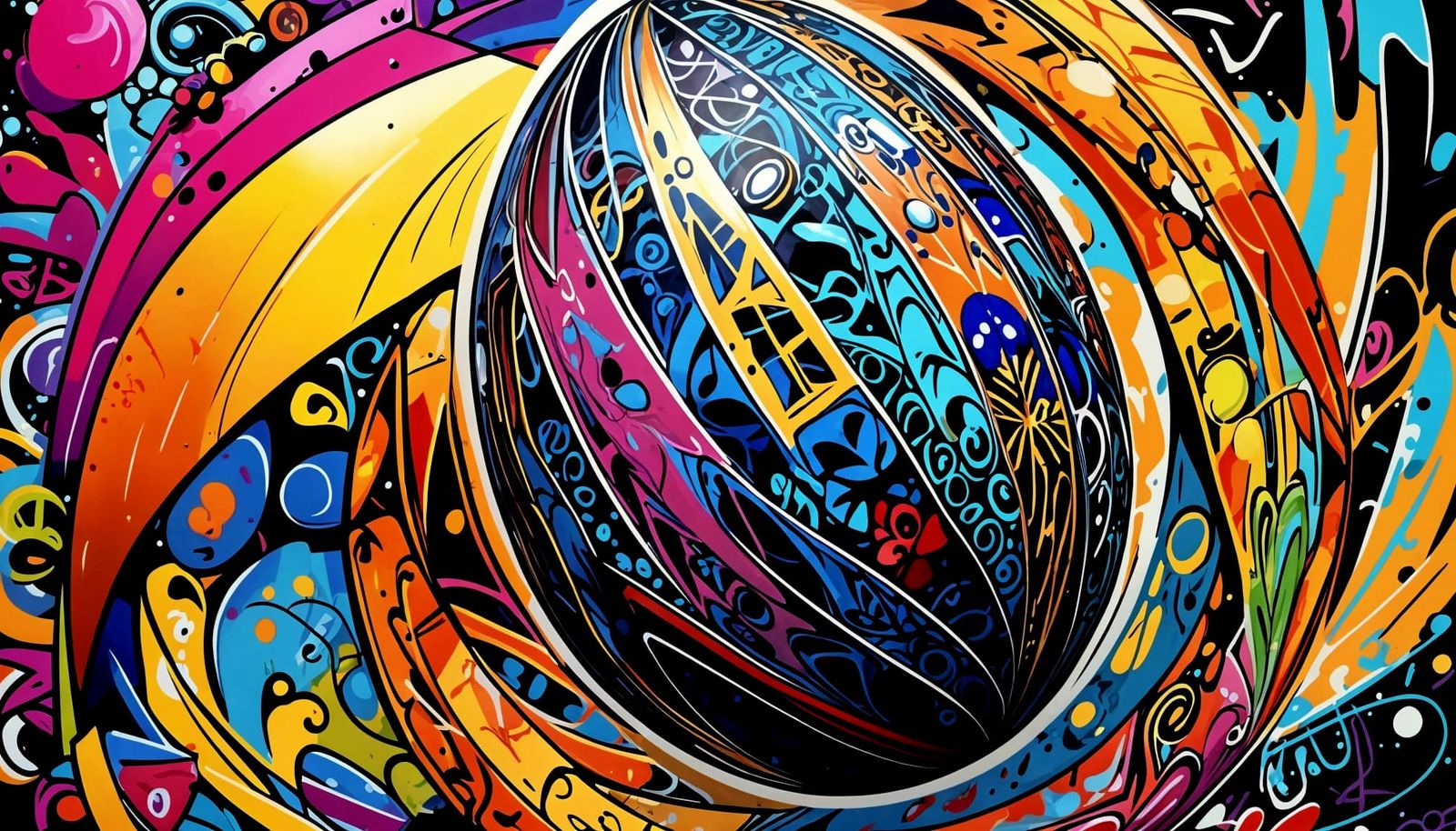 Graffiti Art Faberge Egg on Satin Background