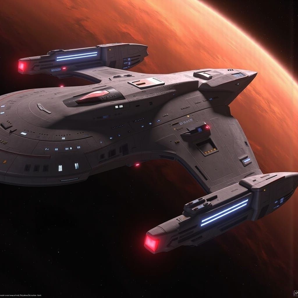 Star Trek Style Spaceship in Deep Space