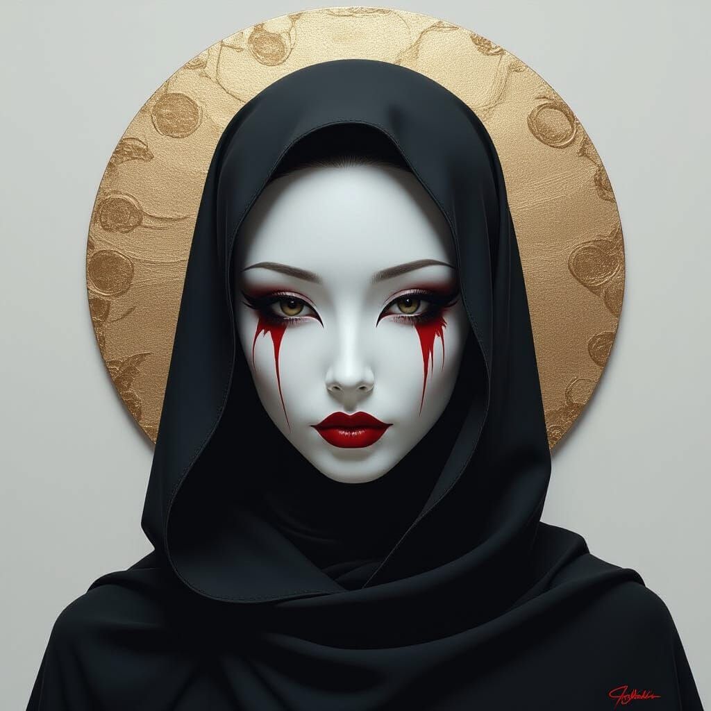 Monogon Porcelain Mask in Dramatic Photorealistic Lighting