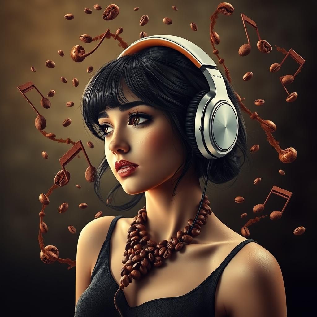 Surreal Coffee Music: Hyperrealistic Portrait