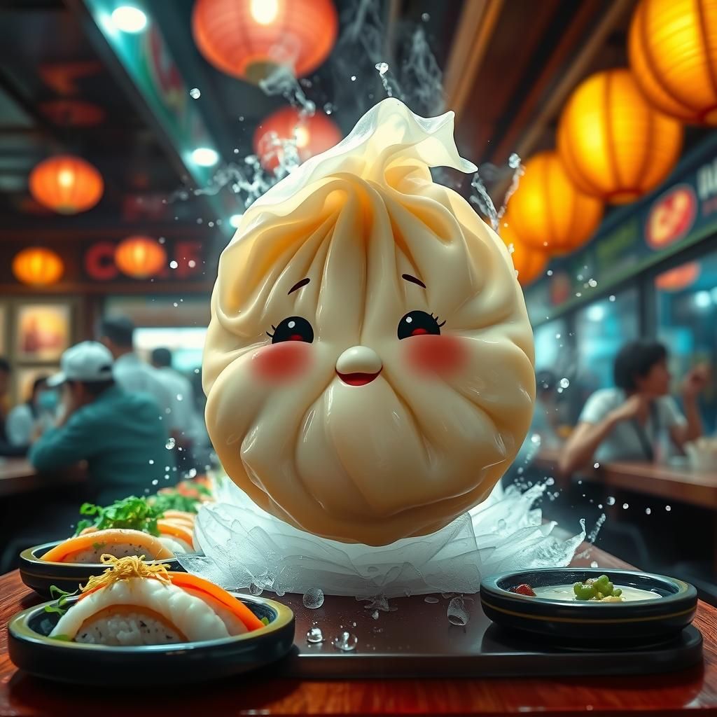 Adorable Dumpling Awakens in Sushi Restaurant