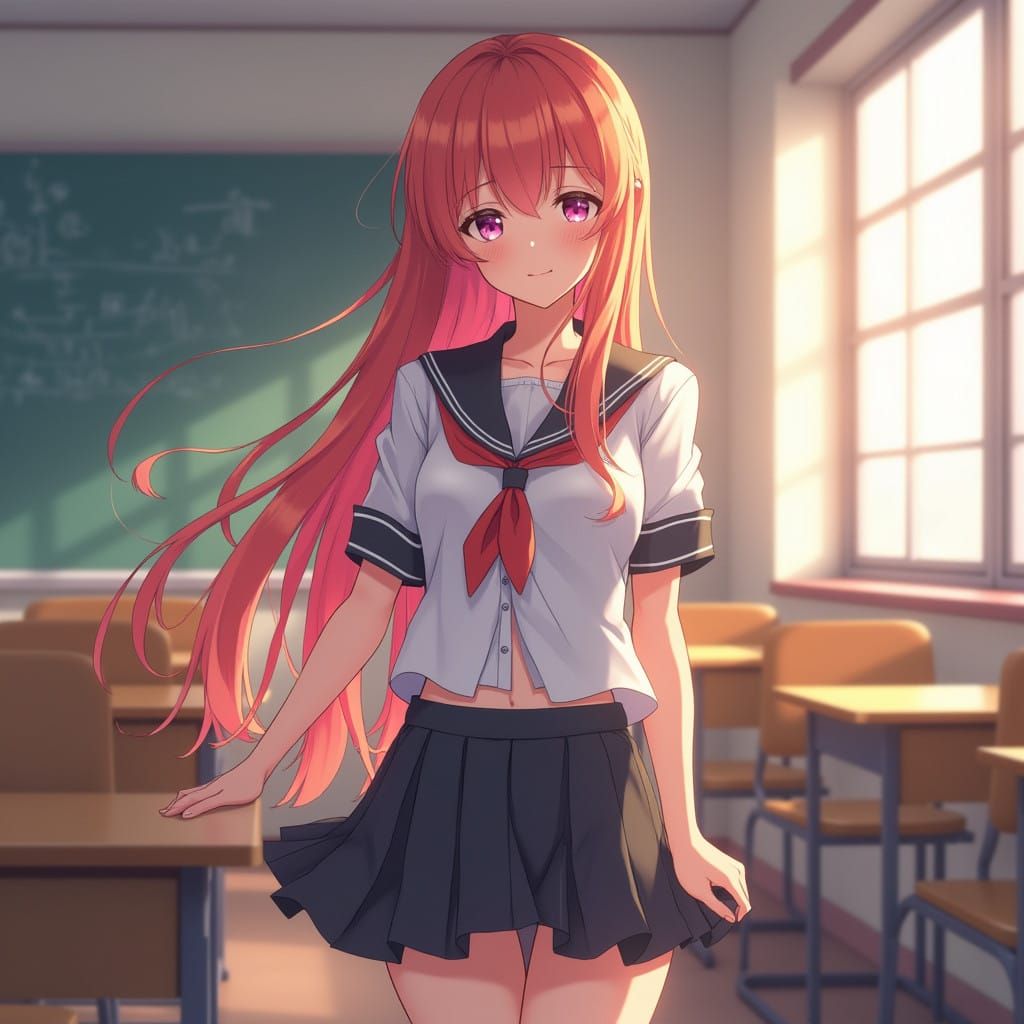 Alluring Anime Schoolgirl