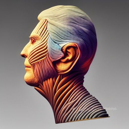 George Jones Biopunk Portrait as Cel-Shaded Sculpture