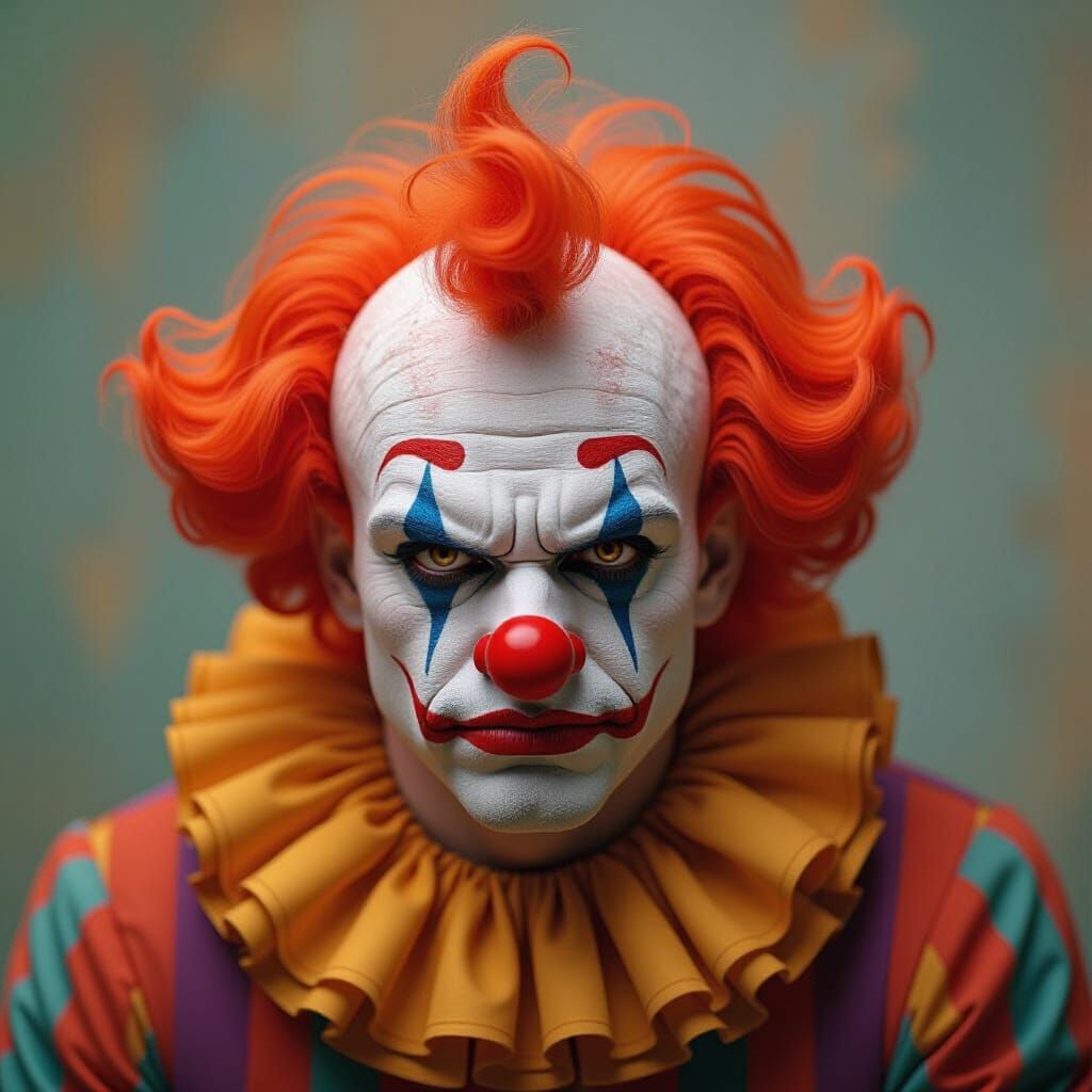 Dramatic Clown Portrait in Digital Art Style