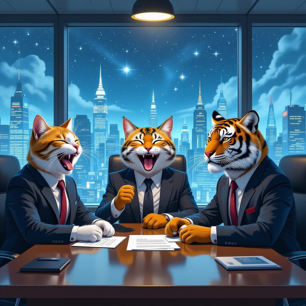 Cats Tease Animal Bosses in Futuristic Office