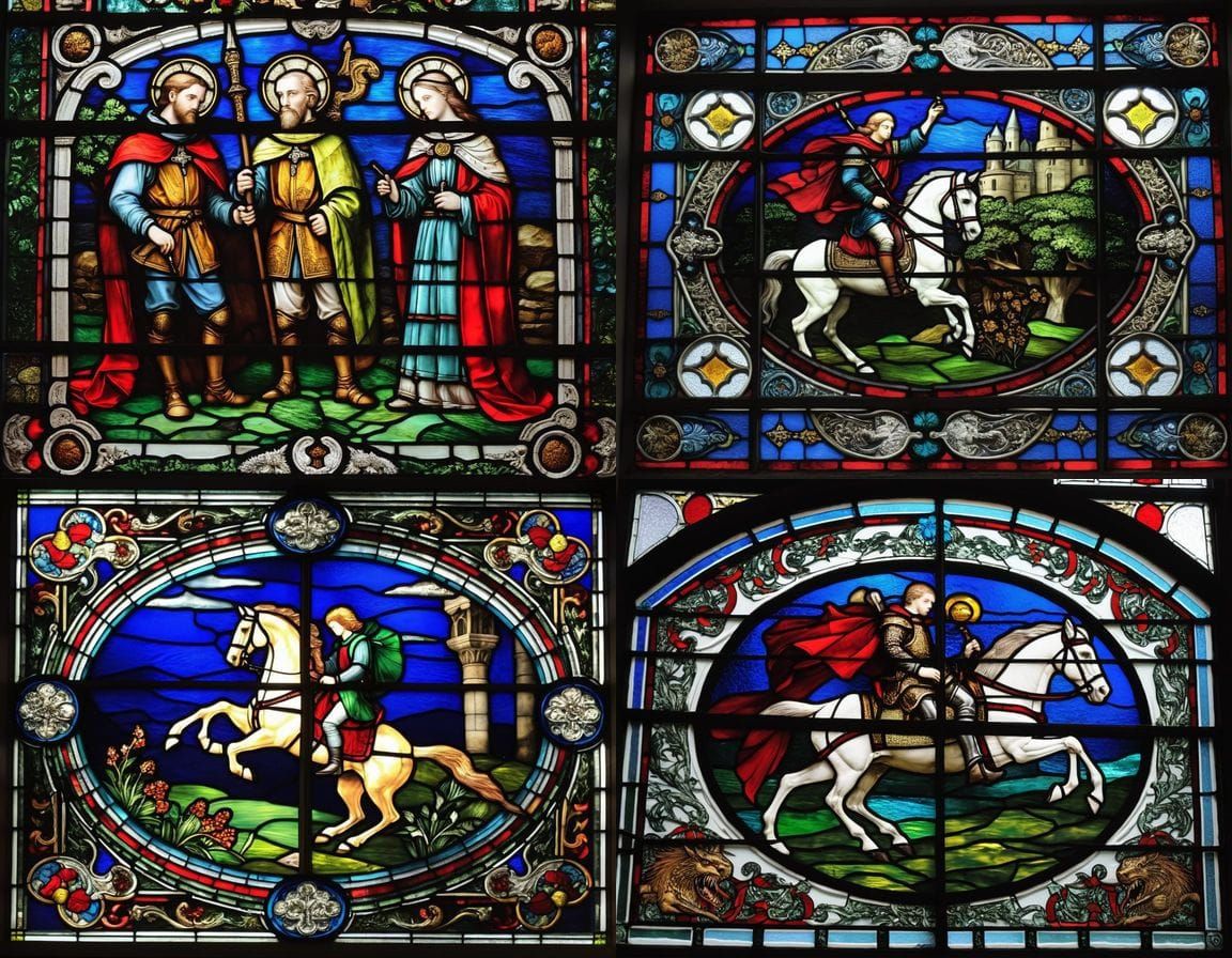 Vibrant Medieval Stained Glass Window Depicts George and the...