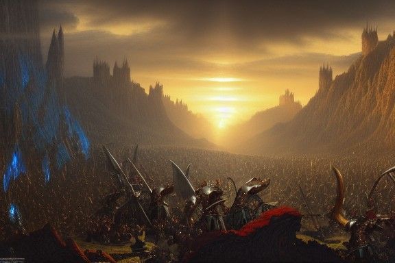Epic Clash: Elves vs Orcs in Sunlit Valley