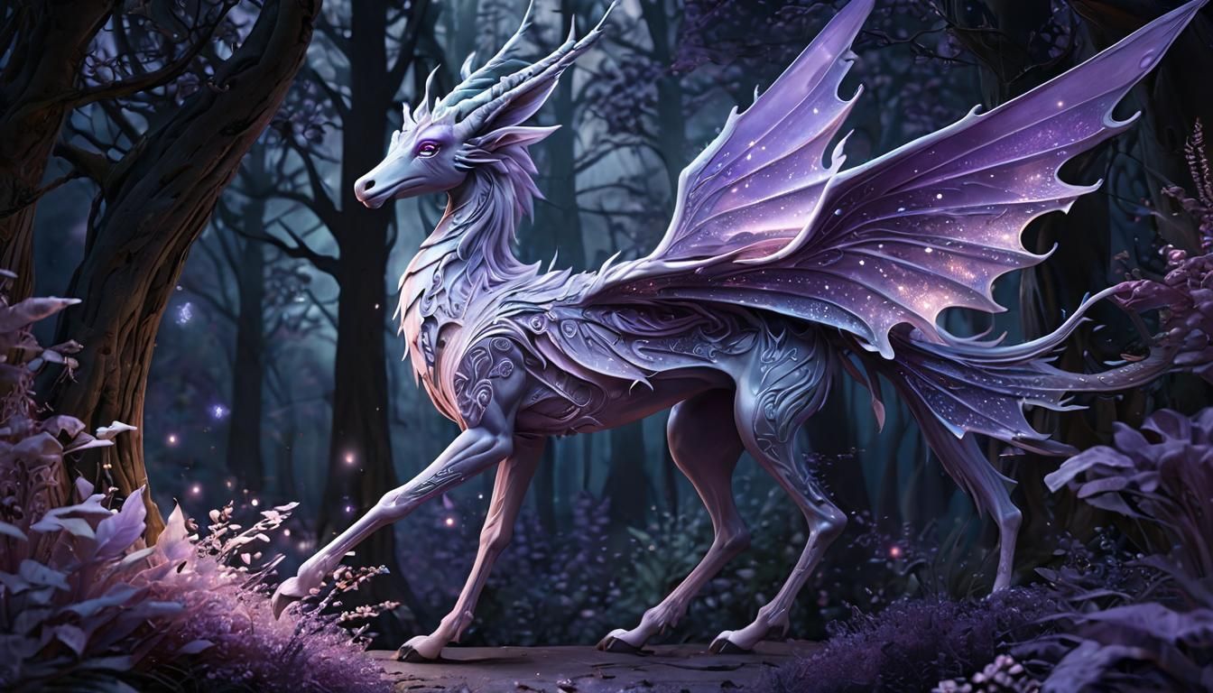 Ethereal Purple Fantasy Creature in Soft Pastel Colors
