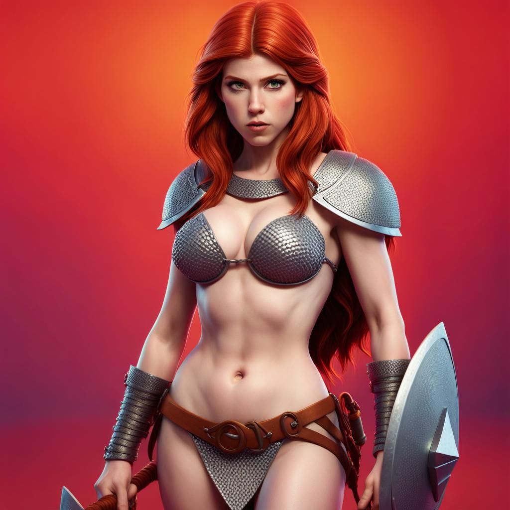 Red Sonja Reimagined: 3D Digital Art in Pixar Style