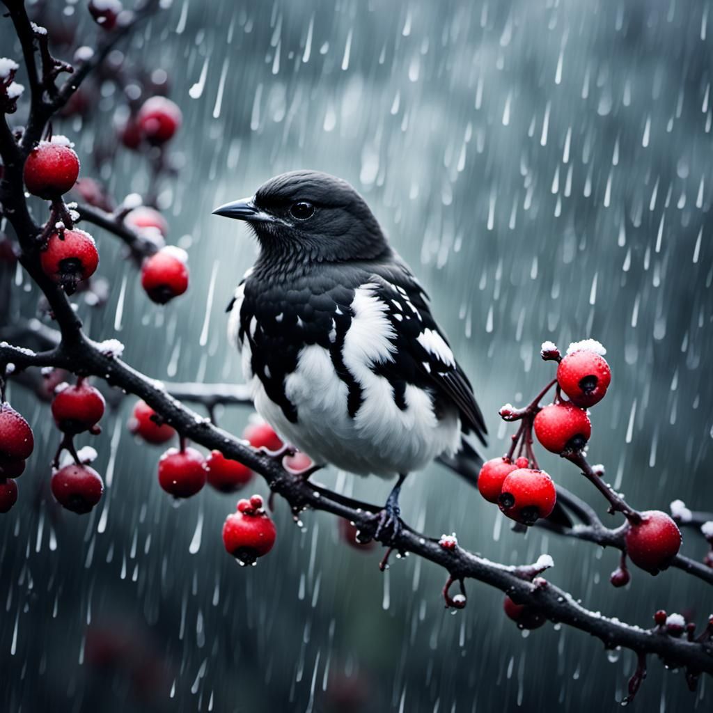 Bird in Hawthorn Bush: Wildlife Photography