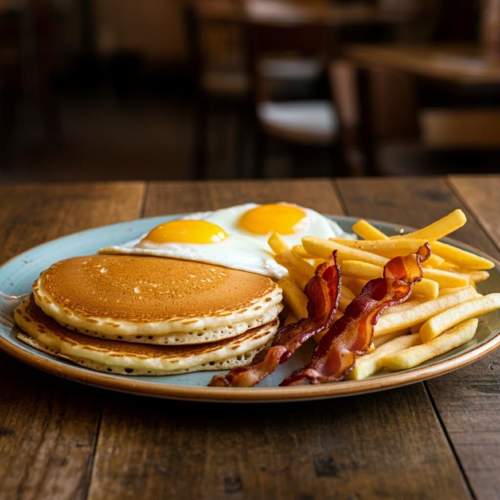 Delicious Breakfast Still-Life with Pancakes and Bacon