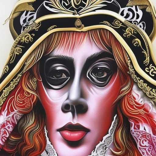 Detailed Baroque Portrait with Surrealist Elements
