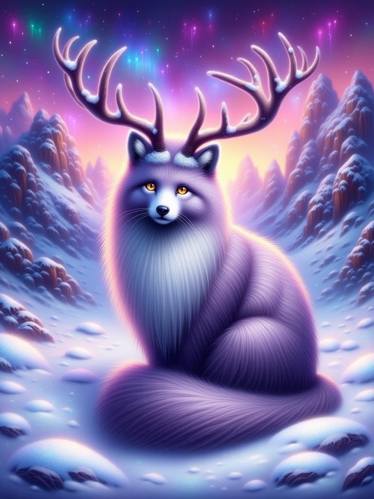 Majestic Fluffy Cat Stands Tall in Vibrant Snowscape