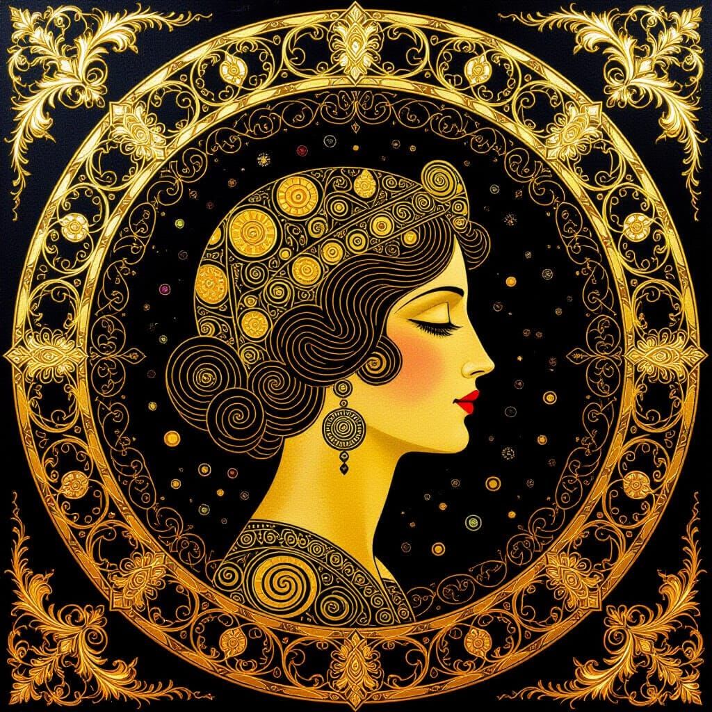 Golden Byzantine Art Nouveau Pattern Inspired by Klimt