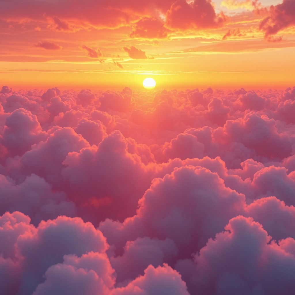 Whimsical Sunset Scene as Matte Painting