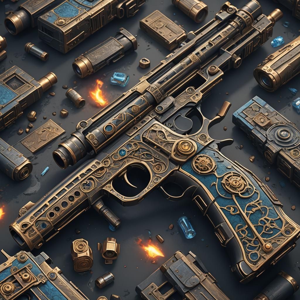 Detailed Machine Gun in Fantasy Concept Art