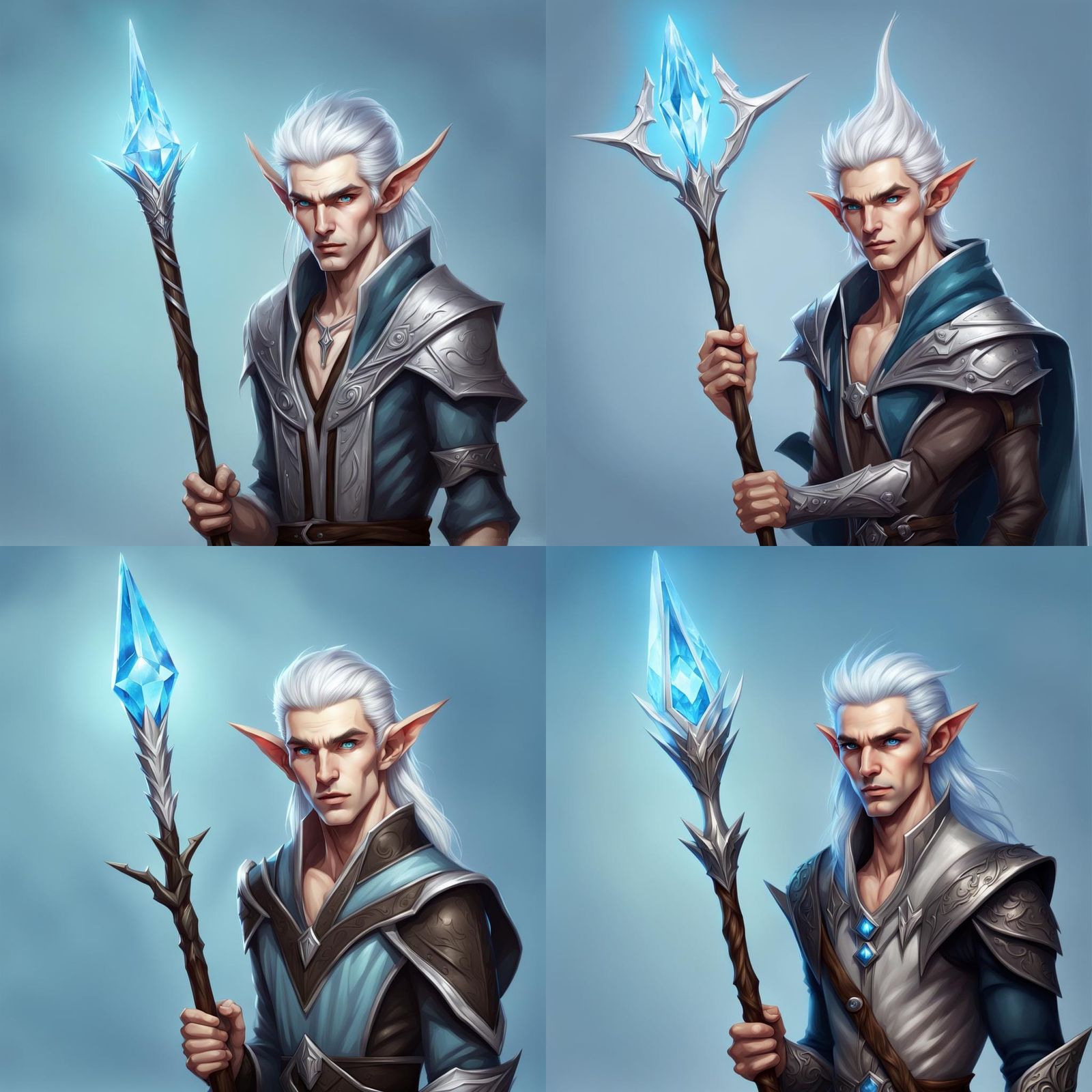 Fantasy Elf Mage Portrait with Crystal Staff