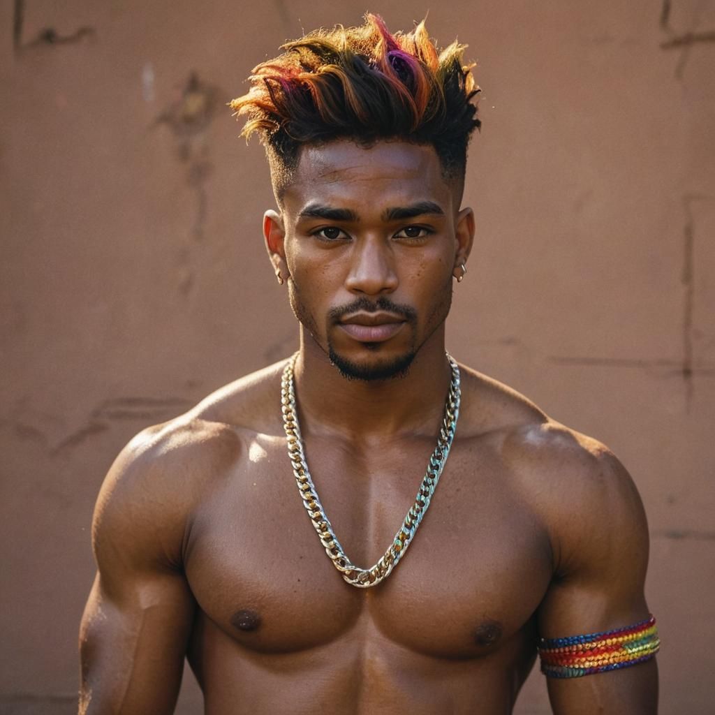 Hyperrealistic Portrait: Muscular Man in Bar