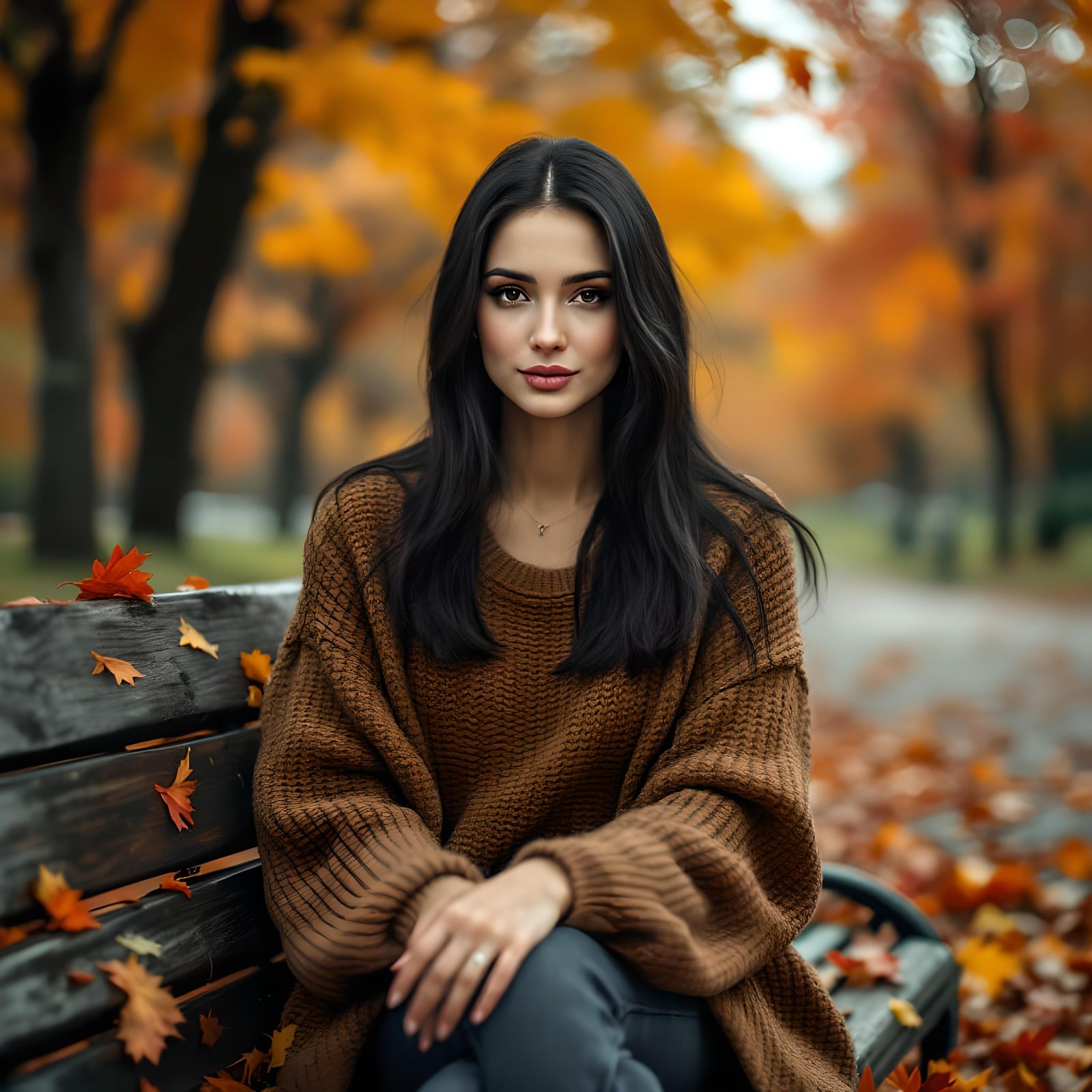 Mona Lisa Portrait on a Park Bench