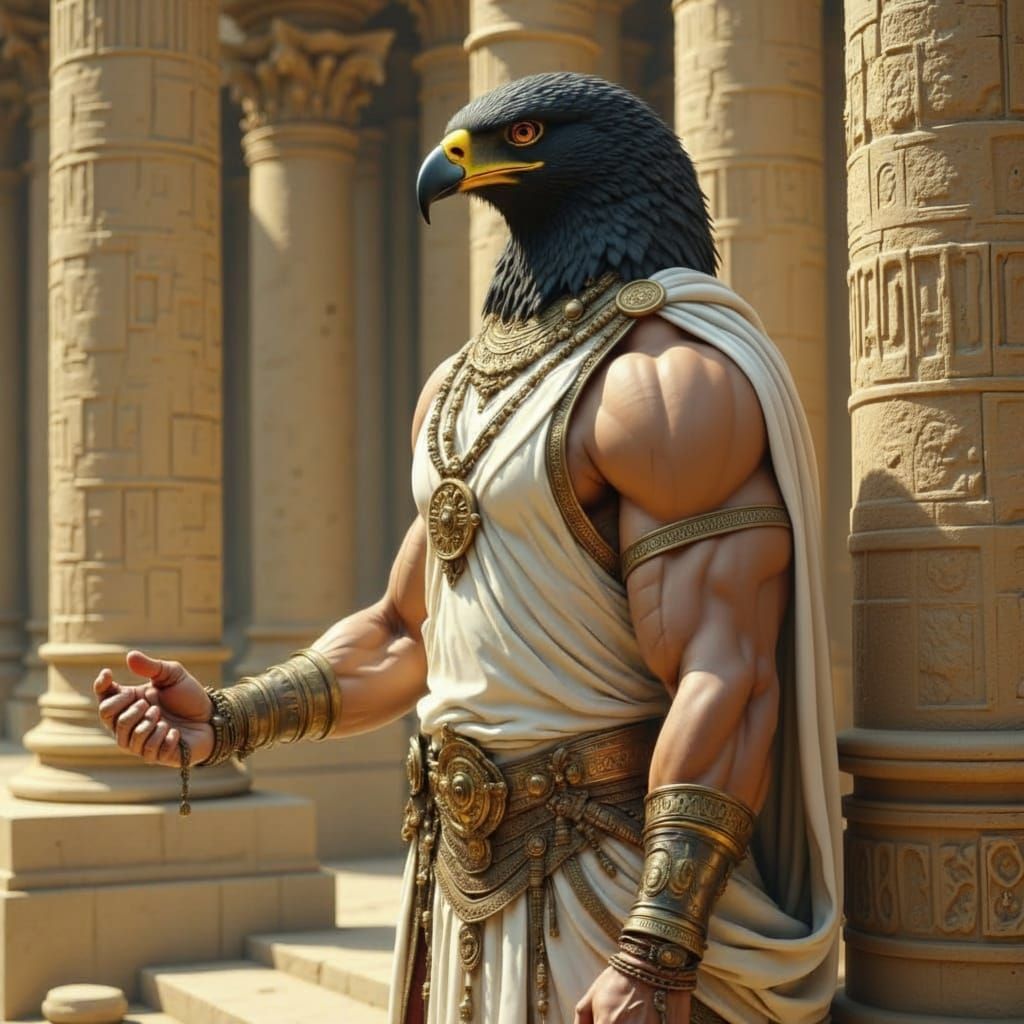 Ra, Falcon-Headed God in Palace