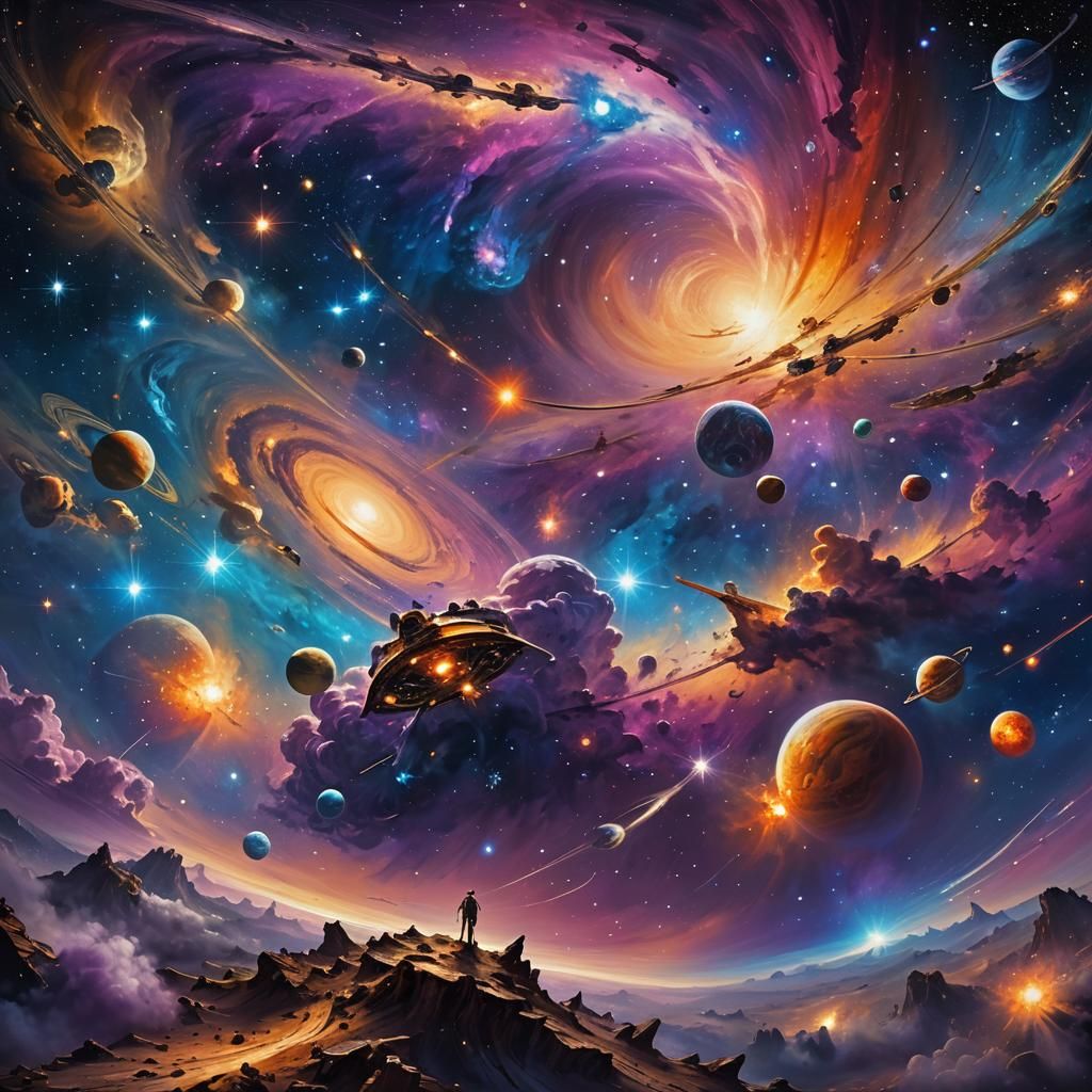 Cosmic Impressionism: Galaxy Dreamscape in Space