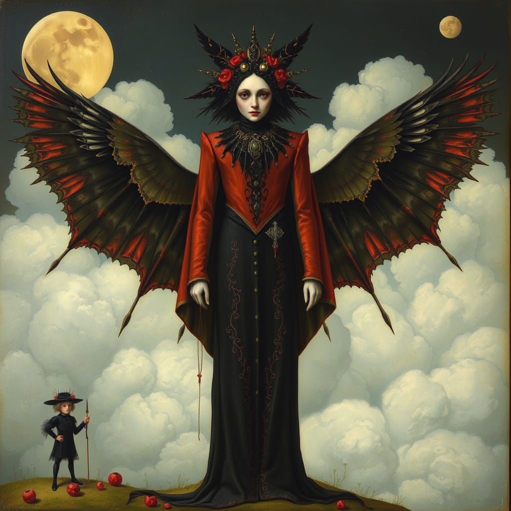 Gothic Dreamscape in Distressed Art Style