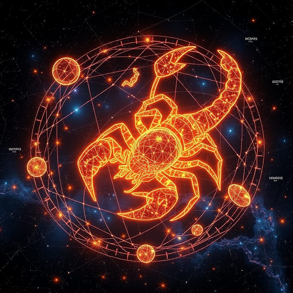 Glowing 3D Scorpio Constellation with Nebulae