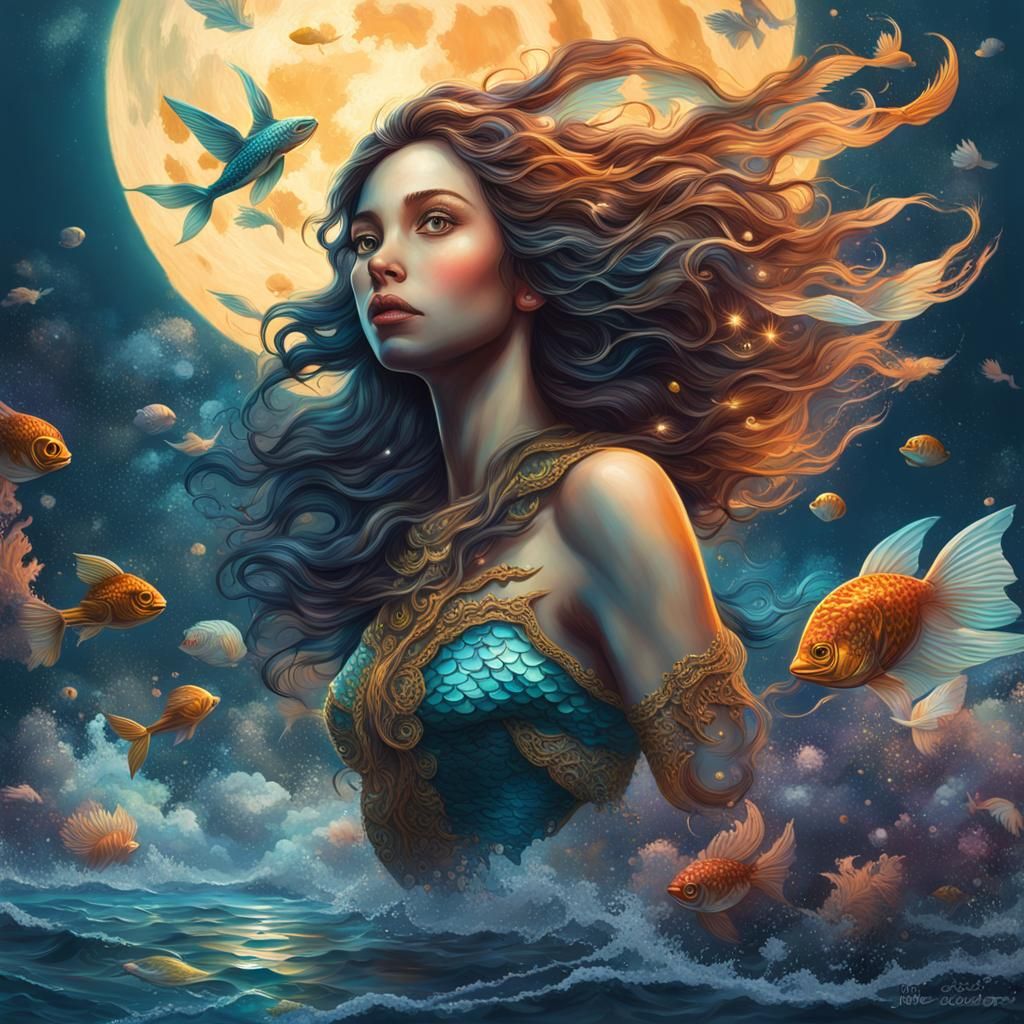Winged Mermaid in a Detailed Underwater Scene