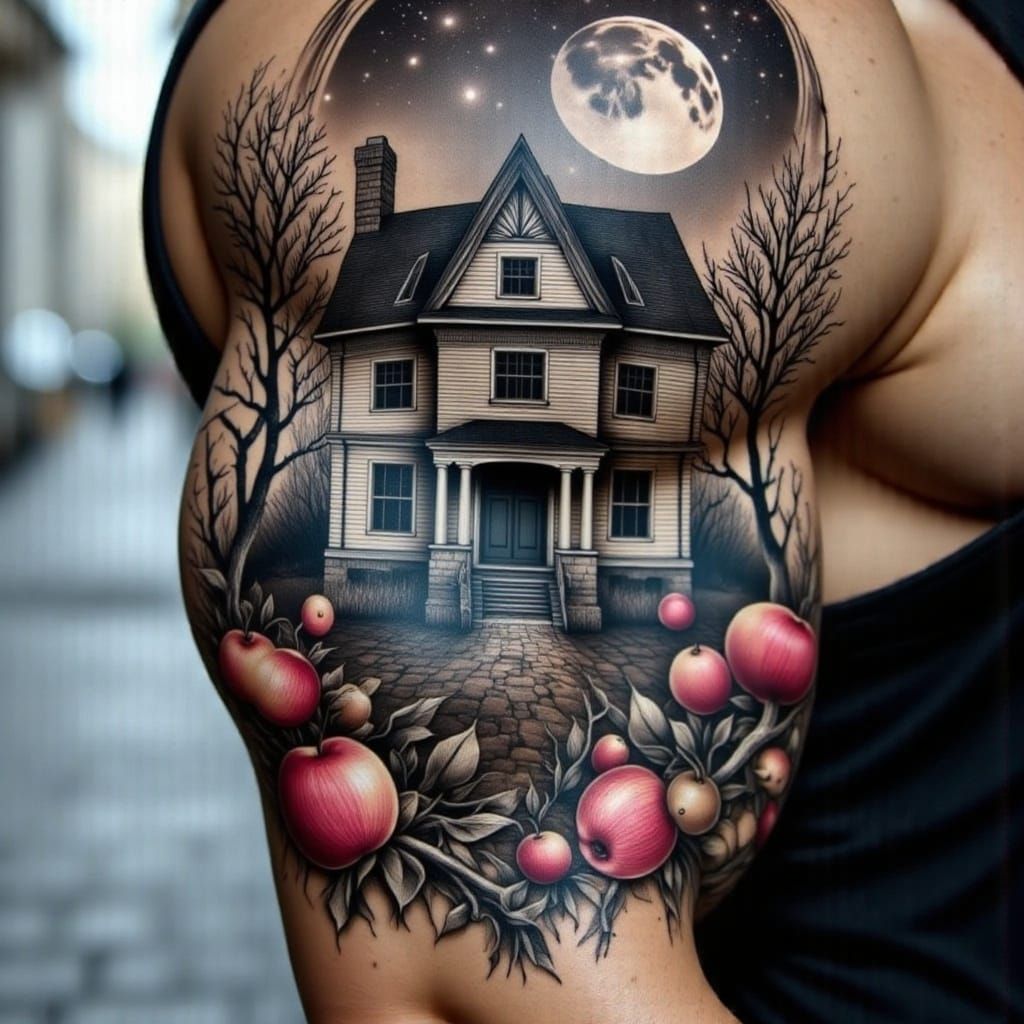 Surreal Tattoo Design on Muscular Forearm