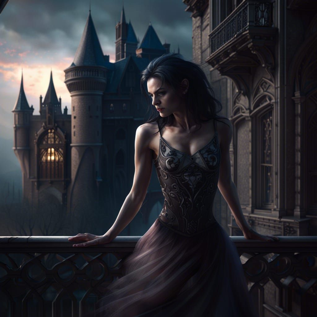 Ballerina and Werewolf Dance in Gothic Castle