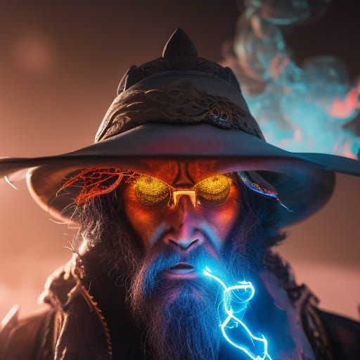 Geodesic Demon Portrait in Moonlit Graveyard