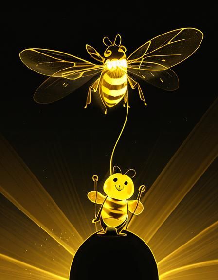 Bee Lamp with Golden Glow in Dark