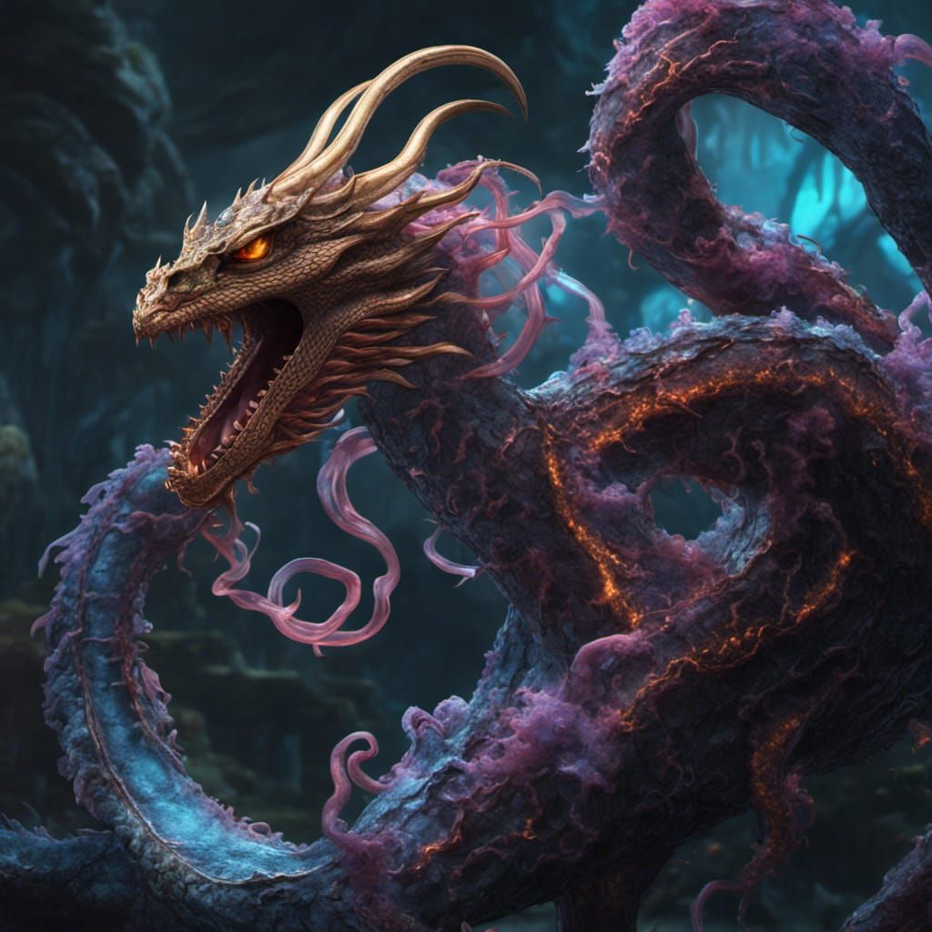 Fantastical Dragon with Scorpion and Cobra Features