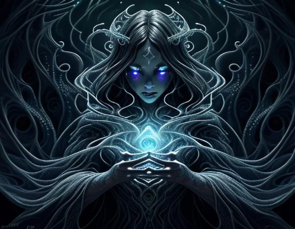 Mystical Cosmic Figures in Dark Fantasy Style