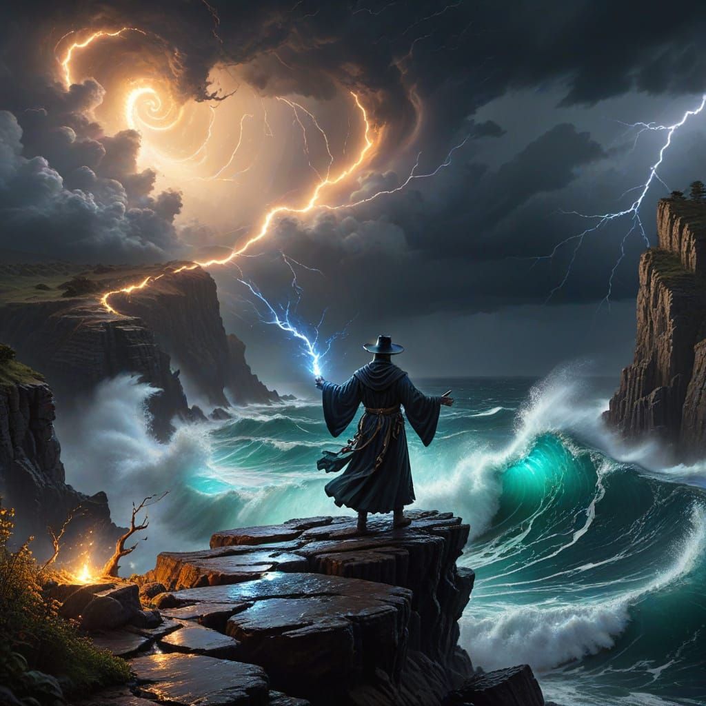 Sorcerer Diverts Hurricane on Coastal Cliff