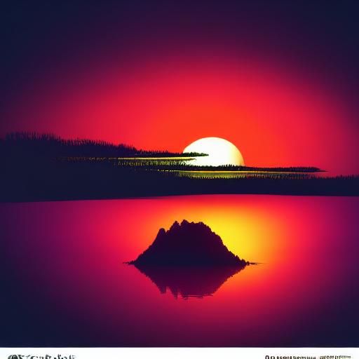 Pixelated Sunset over Bay with Moonlit Palace
