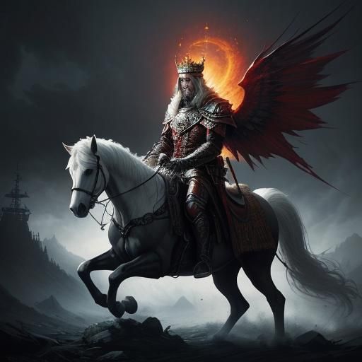 Apocalyptic White Horse Rider in Hyperrealism Style