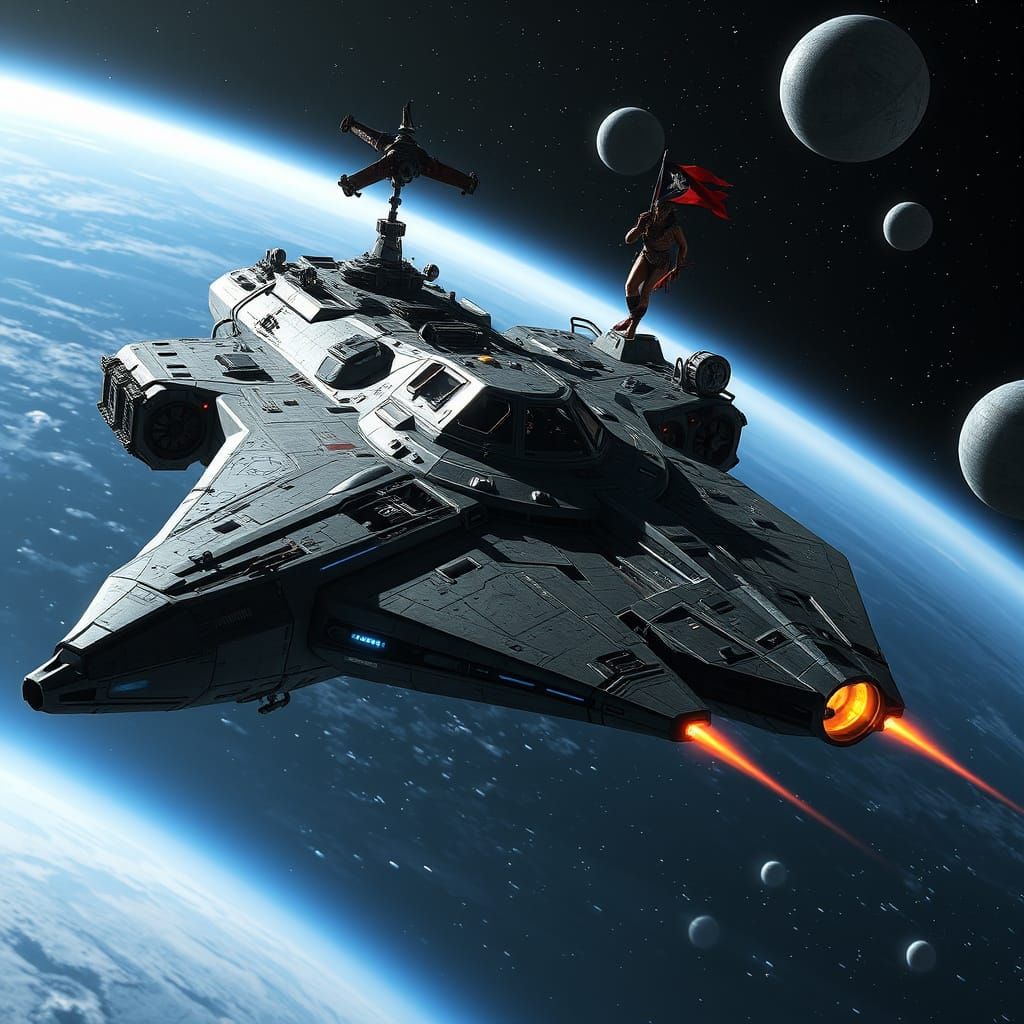 space pirates crewing a corvete class space ship, star citizen