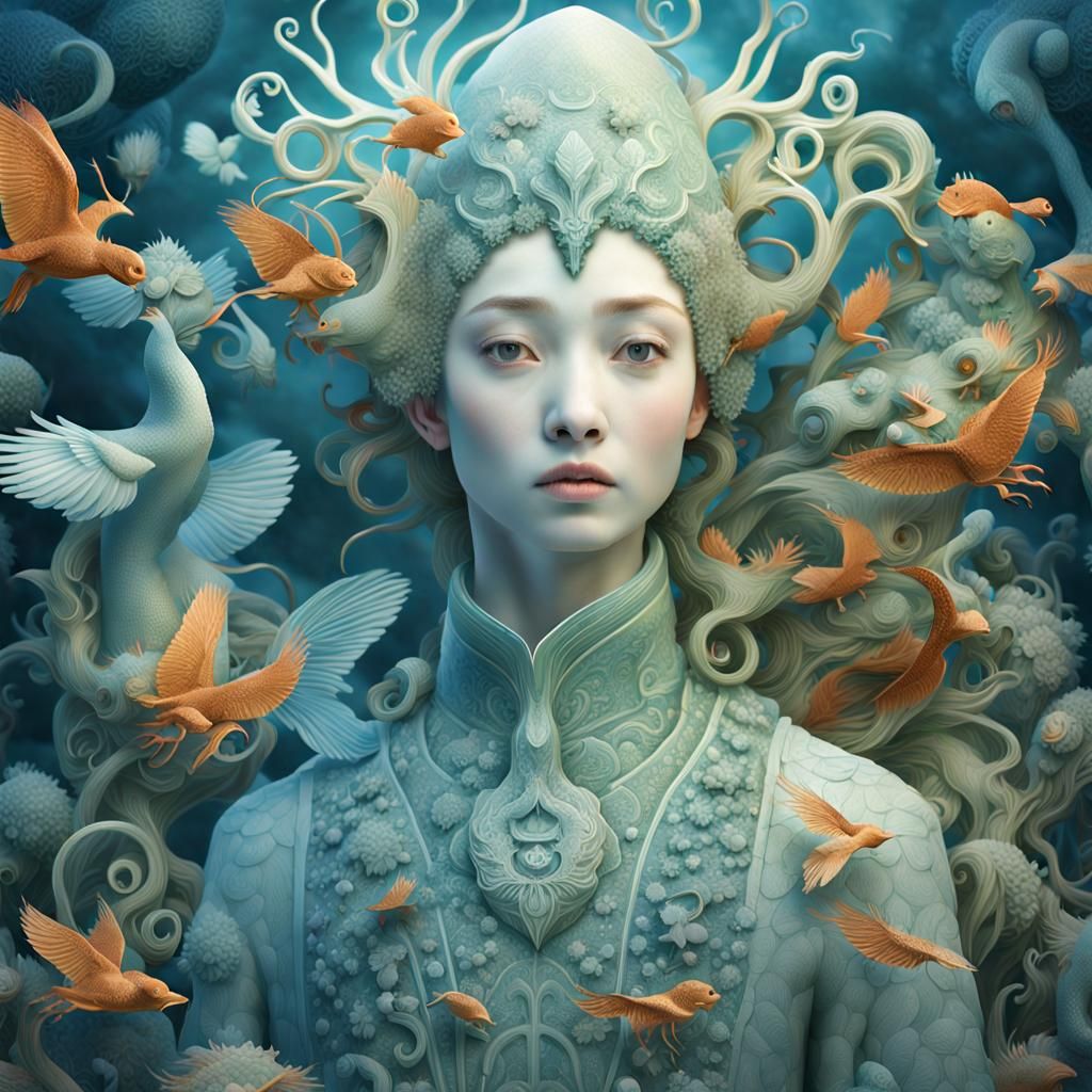 Mountain Landscape with Figure in Fashion Magazine Style