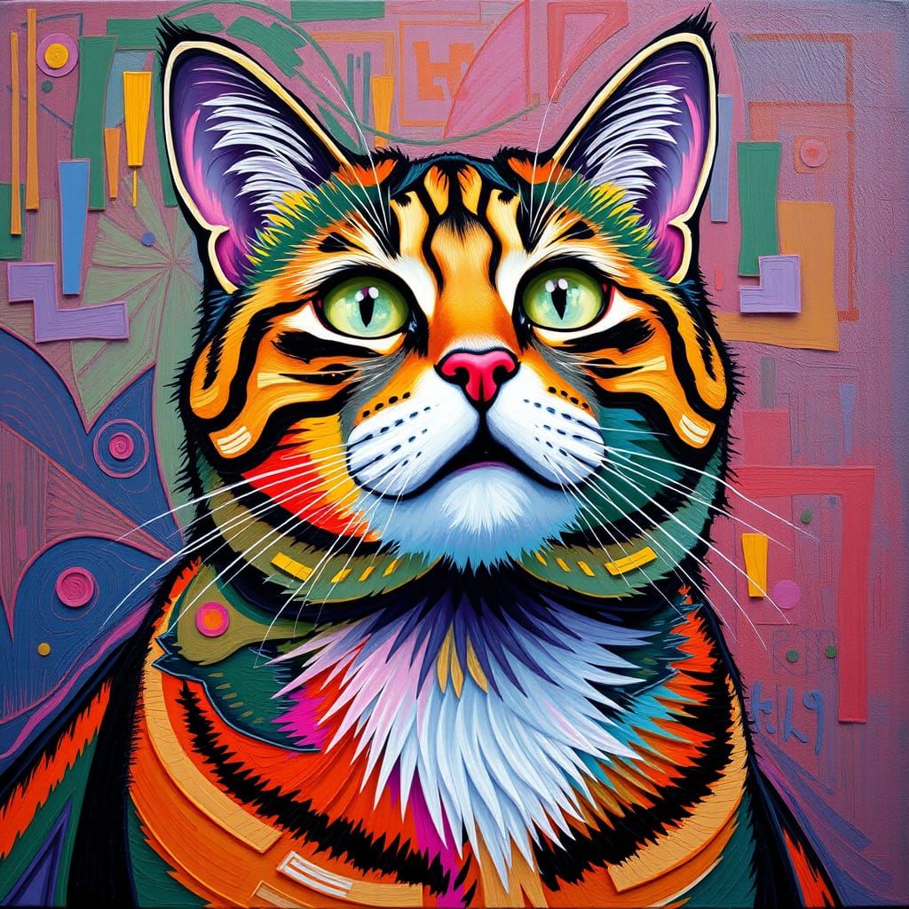 Abstract Feline in Vibrant Colors