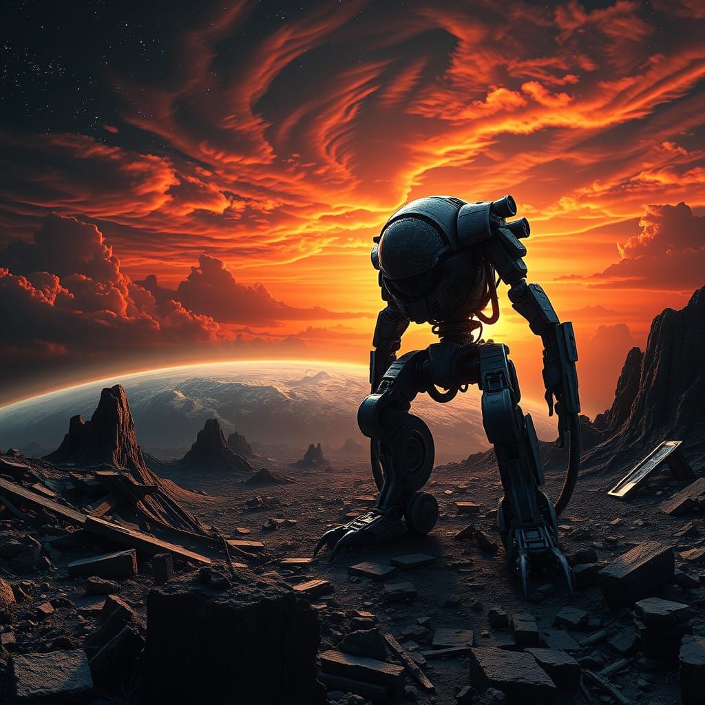 Post-Apocalyptic Earth in Cosmic Ruin, in a H.R. Giger-Inspi...