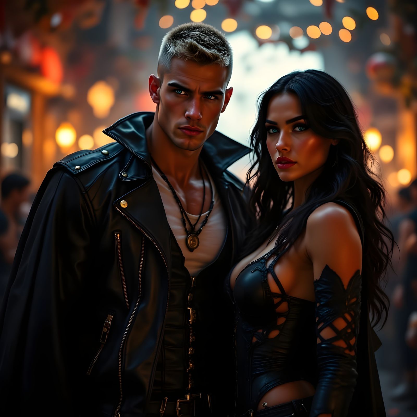 Couple Enters Halloween Party in Vampire Costumes