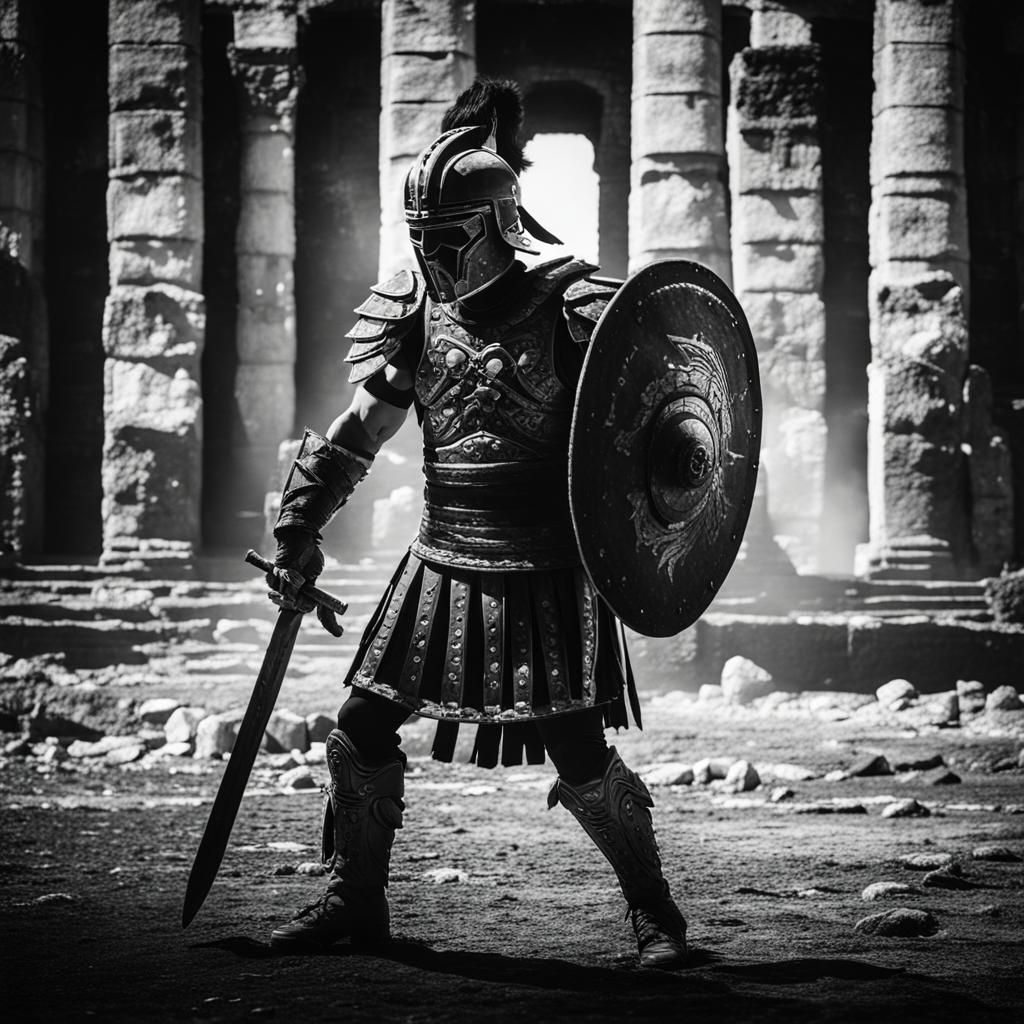 Dramatic Gladiator in Roman Colosseum Still