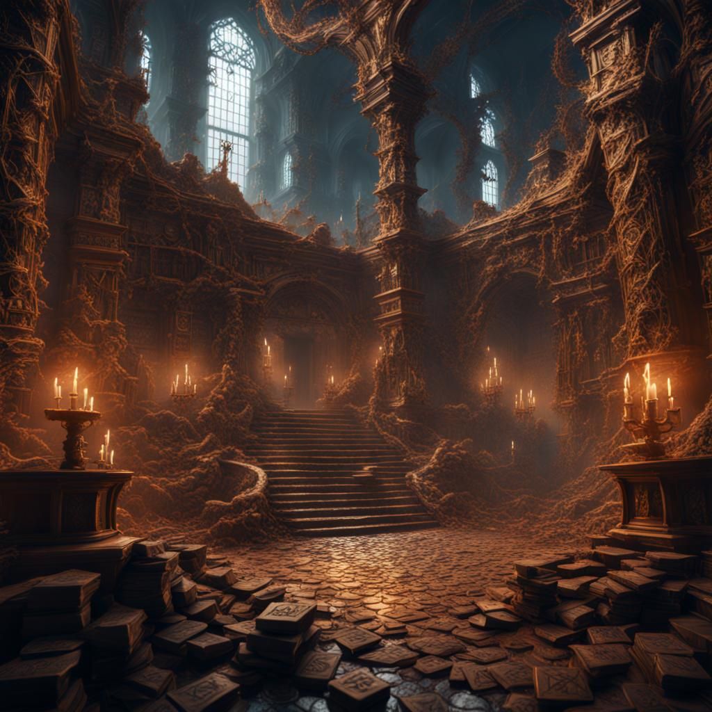 Fantastical Pit of Letters: Detailed Matte Painting