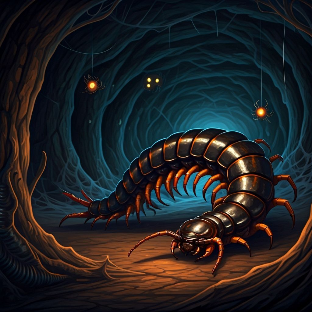 Daring Centipede Lurks in Spooky Halloween Basement